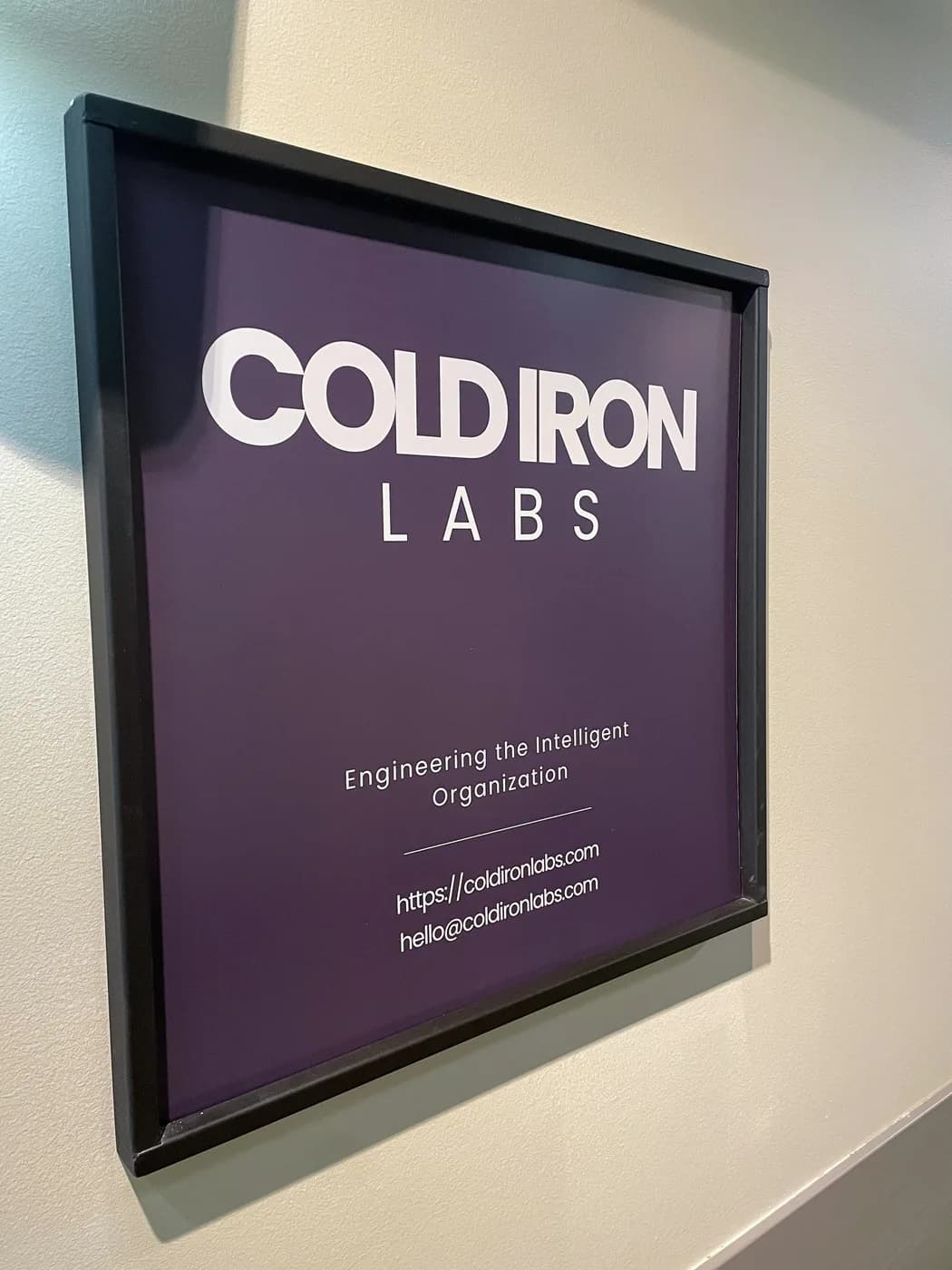 The Cold Iron Labs office entrance and signage